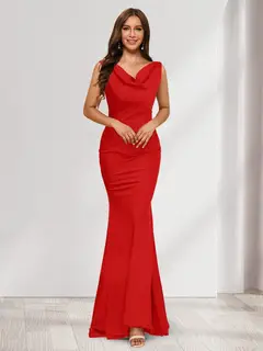 Trumpet/Mermaid V-Neck Sleeveless Evening Dresses With Sash — view 55