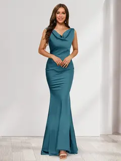 Trumpet/Mermaid V-Neck Sleeveless Evening Dresses With Sash — view 67