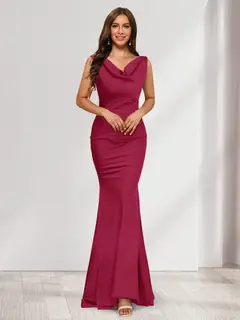 Trumpet/Mermaid V-Neck Sleeveless Evening Dresses With Sash — view 70