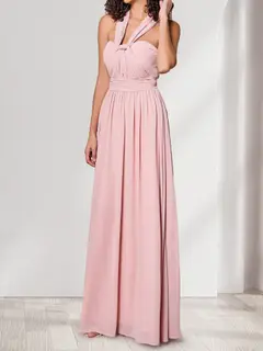 A-Line/Princess V-Neck Sleeveless Floor-Length Bridesmaid Dresses with Ruched — view 3