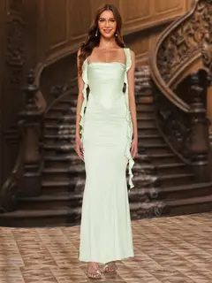 Trumpet/Mermaid Scoop Sleeveless Evening Dresses with Watteau Train — view 1
