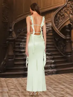 Trumpet/Mermaid Scoop Sleeveless Evening Dresses with Watteau Train — view 2