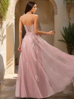 A-Line/Princess V-Neck Sleeveless Applique Prom Dresses — LV00896770 — view 2