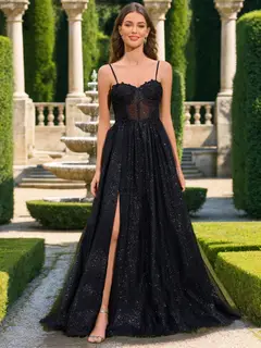 A-Line/Princess Sweetheart Sleeveless Appliques Prom Dresses — view 1