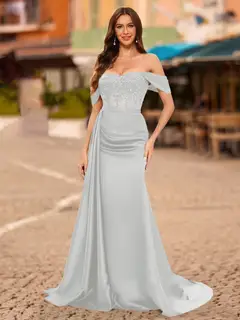 Trumpet/Mermaid Off-the-Shoulder Short Sleeves Sequins Prom Dresses — view 44