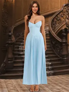 A-Line/Princess Strapless Sleeveless Evening Dresses with Ruched — LV32310018 — view 1