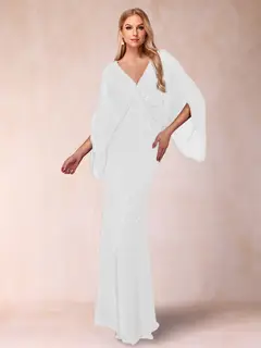 Sheath/Column V-Neck Floor-Length Ruched Mother of the Bride Dresses — view 5