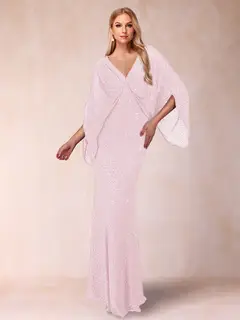 Sheath/Column V-Neck Floor-Length Ruched Mother of the Bride Dresses — view 22