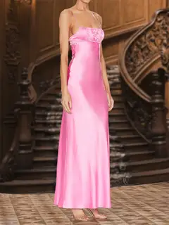 Sheath/Column Spaghetti Straps Sleeveless Evening Dresses with Ruched — LV61092354 — view 3