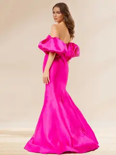 Satin Trumpet/Mermaid Strapless Short Sleeves Evening Dresses — view 2
