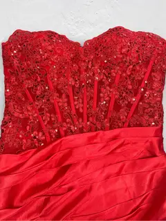 Trumpet/Mermaid Strapless Corset Ruffle Prom Dresses with Sequin Appliques — view 5