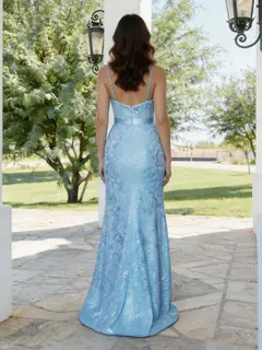 Trumpet/Mermaid Spaghetti Straps Sleeveless Long Prom Dresses with Split Side & Appliques — LV36540418 — view 2