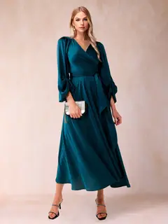 A-Line/Princess V-Neck 3/4 Sleeves Tea-Length Mother of the Bride Dresses with Belt — view 1