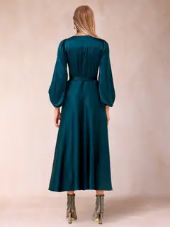 A-Line/Princess V-Neck 3/4 Sleeves Tea-Length Mother of the Bride Dresses with Belt — view 2