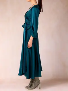 A-Line/Princess V-Neck 3/4 Sleeves Tea-Length Mother of the Bride Dresses with Belt — view 4