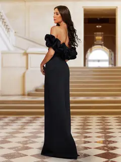 Sheath/Column Off-the-Shoulder Sweetheart Floor-Length Long Elegant Evening Dresses — view 2