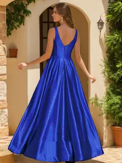 A-Line/Princess V-Neck Sleeveless Split Side Prom Dresses — LV56728322 — view 2
