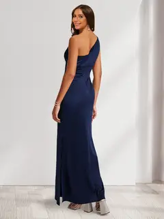 Sheath/Column One-Shoulder Floor-Length Ruched Evening Dresses — view 2