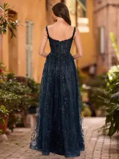 A-Line/Princess Scoop Sleeveless Sequins Prom Dresses — view 2