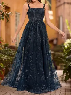 A-Line/Princess Scoop Sleeveless Sequins Prom Dresses — view 3