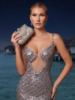 Trumpet/Mermaid Spaghetti Straps Sweep Train Evening Dresses with Sequins — view 3