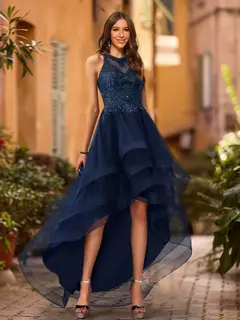 A-Line/Princess Scoop Sleeveless Beading Prom Dresses — view 1