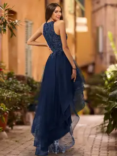 A-Line/Princess Scoop Sleeveless Beading Prom Dresses — view 2