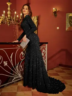 Trumpet/Mermaid U-Neck Long Sleeves Long Tight Evening Dresses — view 6