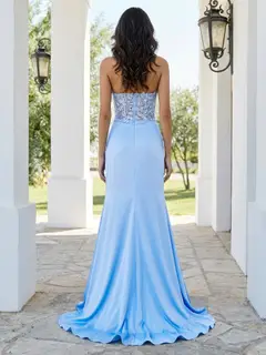 Sheath/Column Sweetheart Sleeveless Long Prom Dresses with Appliques & Split Side — view 2