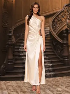 Sheath/Column One-Shoulder Sleeveless Evening Dresses with Side-Cut — view 1