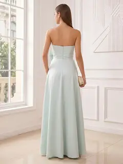 A-Line/Princess Strapless Sleeveless Floor-Length Evening Dresses with Bowknot & Ruched — view 2