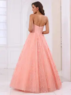 A-Line/Princess Sweetheart Long Prom Dresses with Detachable Sleeves — view 6