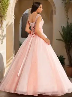 Ball Gown V-Neck Sleeveless Sequins Prom Dresses — view 2