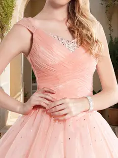 Ball Gown V-Neck Sleeveless Sequins Prom Dresses — view 4