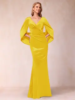 Trumpet/Mermaid V-Neck Half Sleeves Floor-Length Evening Dresses — view 10