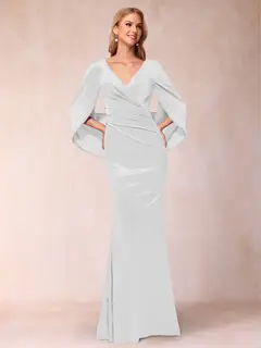 Trumpet/Mermaid V-Neck Half Sleeves Floor-Length Evening Dresses — view 38