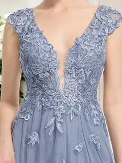 A-Line/Princess V-Neck Sleeveless Applique Prom Dresses — LV14986242 — view 4