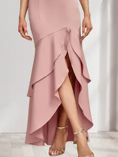 Trumpet/Mermaid Off-the-Shoulder Sleeveless Evening Dresses with Split Side & Ruffles — view 6