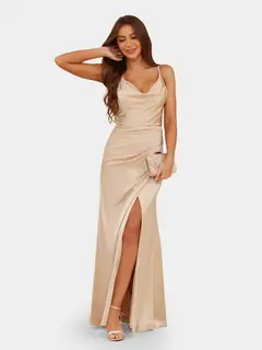 Sheath/Column Spaghetti Straps Sleeveless Evening Dresses with Ruched — LV28908034 — view 4