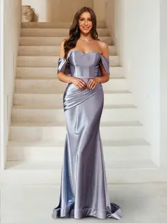 Trumpet/Mermaid Sweetheart Sleeveless Ruched Evening Dresses with Ruffles — view 1