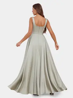 A-Line/Princess Scoop Sleeveless Evening Dresses with Ruched — view 2