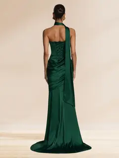 Sheath/Column Strapless Sleeveless Sweep train Ruched Evening Dresses With Shawl — view 2