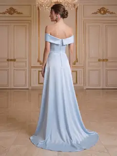 A-Line/Princess Off-The-Shoulder Sleeveless Floor-Length Evening Dresses with 3D Floral & Pleated — LV50998274 — view 2
