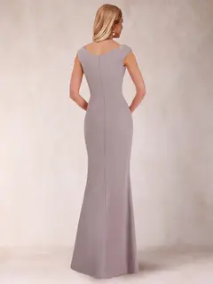 Sheath/Column V-Neck Sleeveless Ruched Mother of the Bride Dresses with Split Side & Bow(s) — view 2