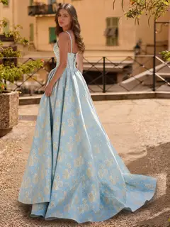 A-Line/Princess Strapless Basque Whist Prom Dresses with Split Side — view 2