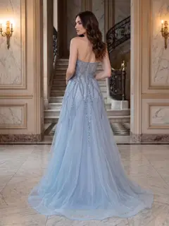 A-Line/Princess Strapless Sleeveless Floor-Length Evening Dresses with Applique & Beading — LV03727106 — view 2