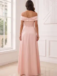 A-Line/Princess Off-The-Shoulder Sleeveless Floor-Length Evening Dresses with Ruffles & Pleated — view 2