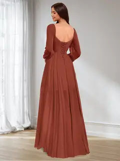 A-Line/Princess Sweetheart Long Sleeves Asymmetrical Ruched Bridesmaid Dresses — view 2