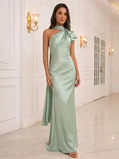 Trumpet/Mermaid Scarf Wrap Sleeveless Floor-Length Evening Dresses with Ruched — view 1