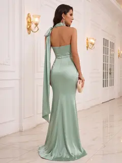 Trumpet/Mermaid Scarf Wrap Sleeveless Floor-Length Evening Dresses with Ruched — view 2